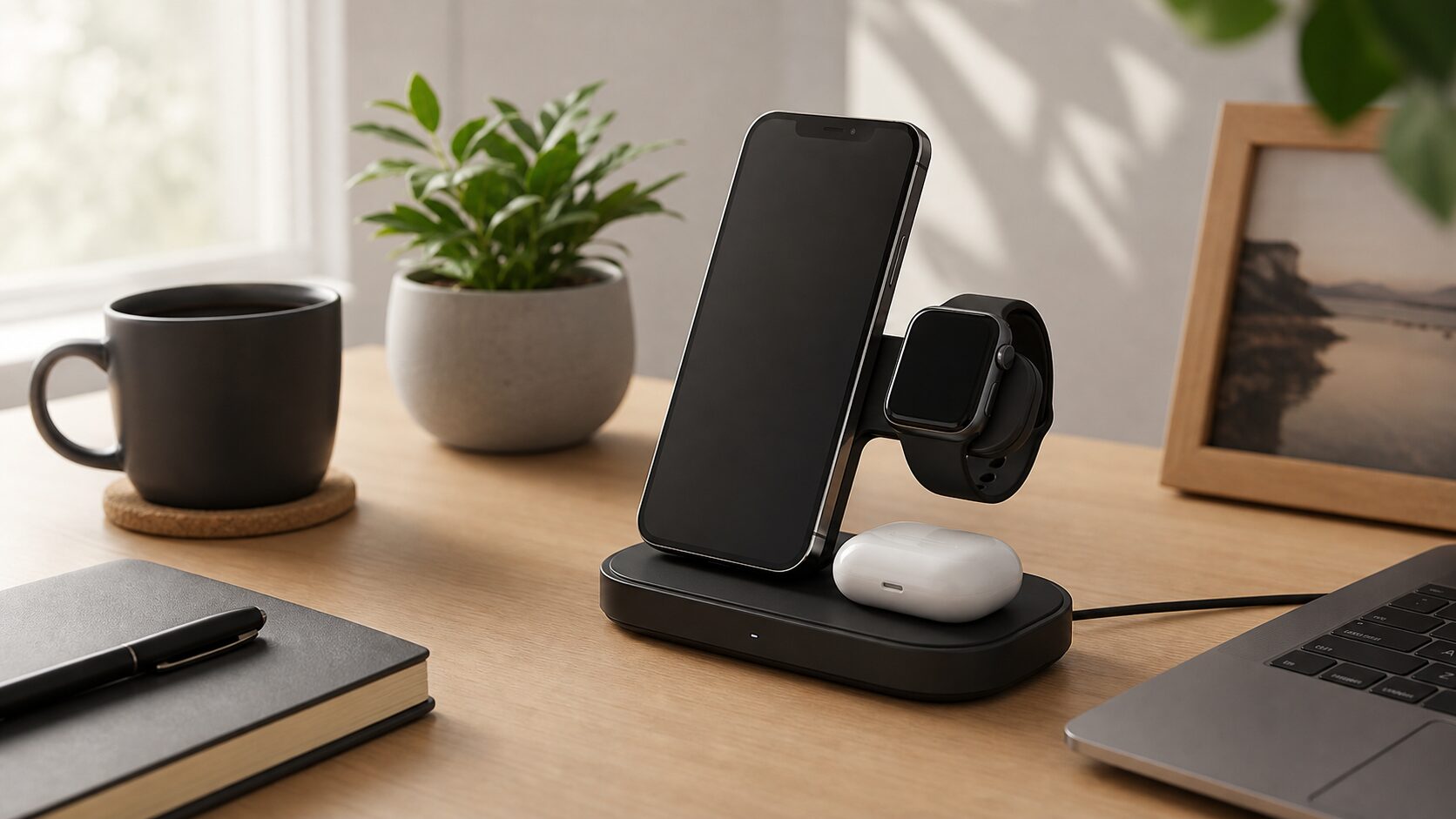 Apple製品をまとめて充電する3-in-1充電器レビューのアイキャッチ画像
