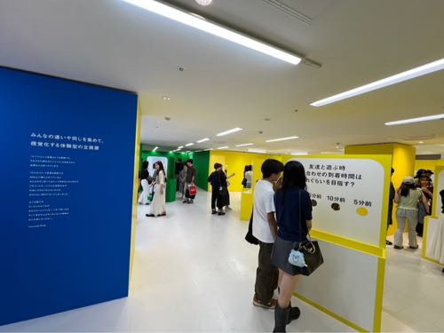 黄色や青の投票パネルが並ぶ「はてな展」の会場