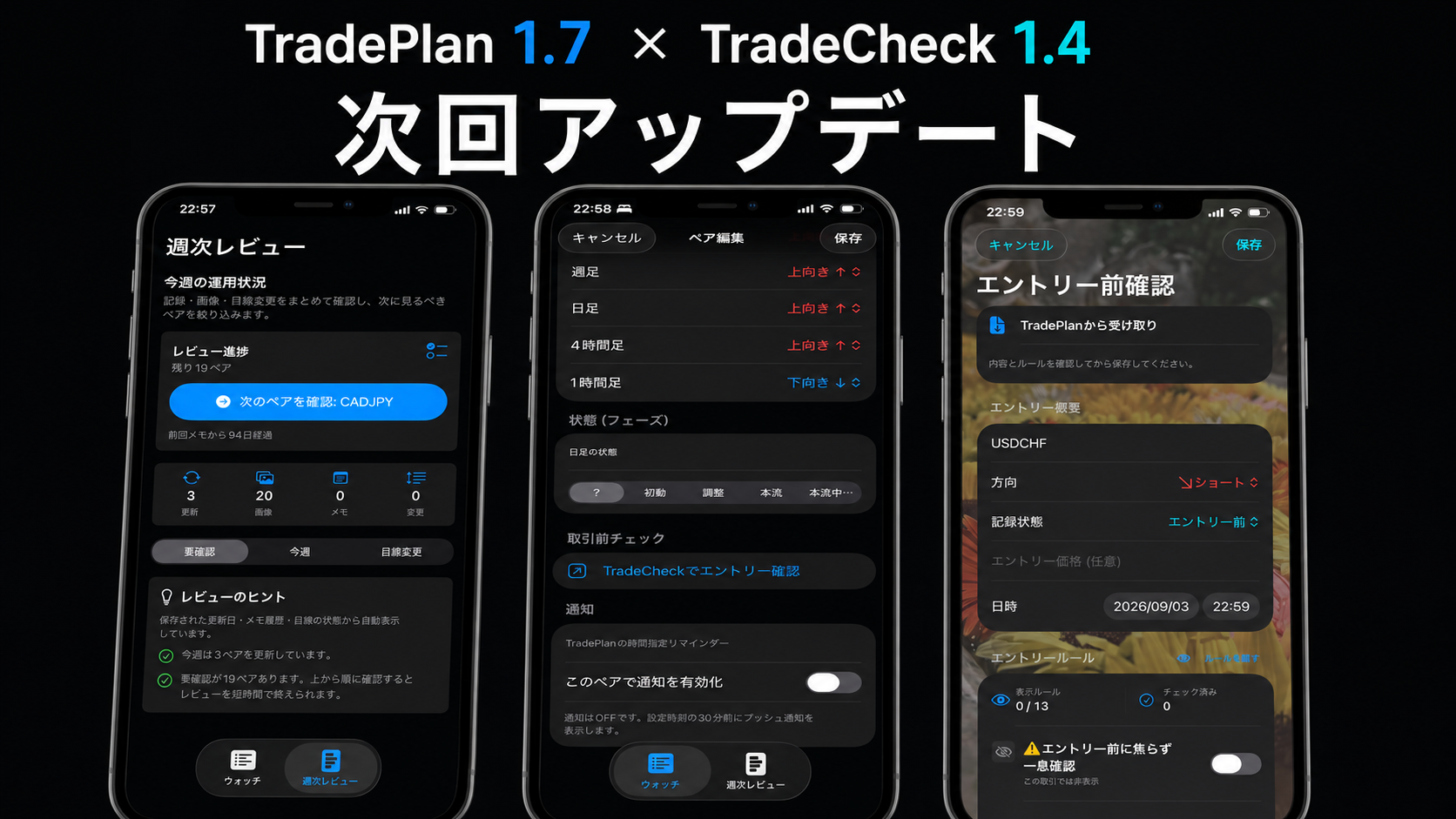 TradePlan 1.7とTradeCheck 1.4の次回アップデート紹介